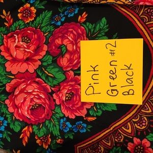 Pavlovsky Posad Floral Fringe Shawl pink green black